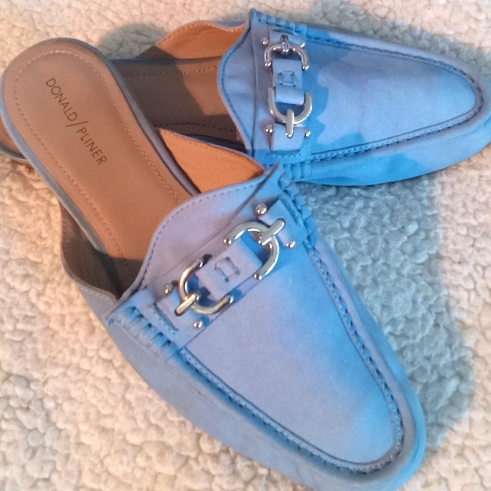 Donald J Pliner Sylvi Suede Stitch Silver Hardware | Mule Loafers | Size: 9.5M